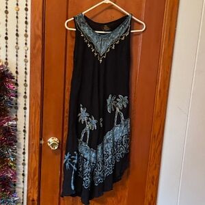 Black Dress with Blue Embroidery